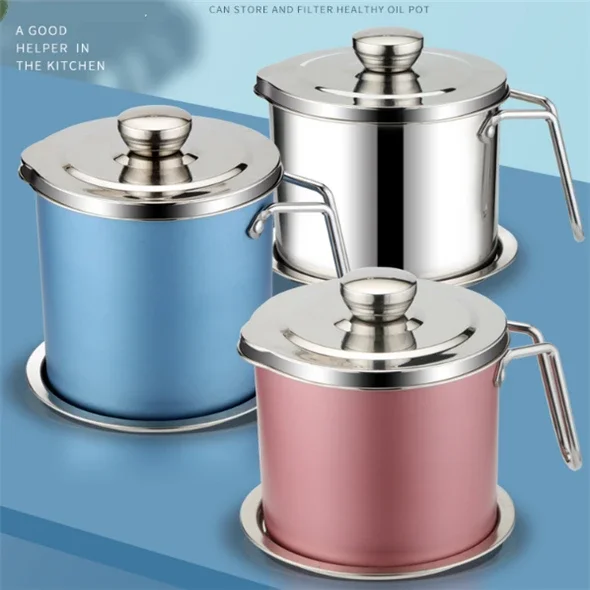 stainless steel oil strainer storage can