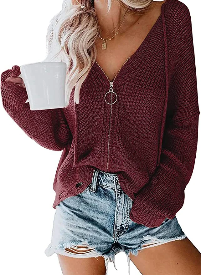 Wongn Wongn New Ladies Cardigan Hoodie Hoodie Zipper Broken Hole Irregular Loose Sweater Women's Wear