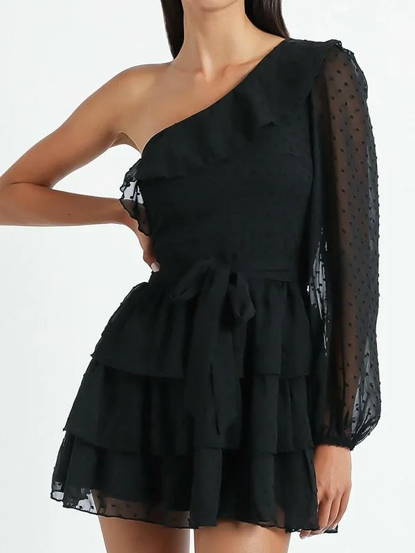 One shoulder tie front dress