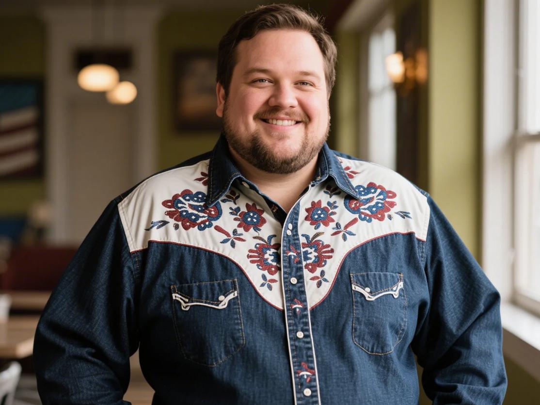 A big man in western shirts