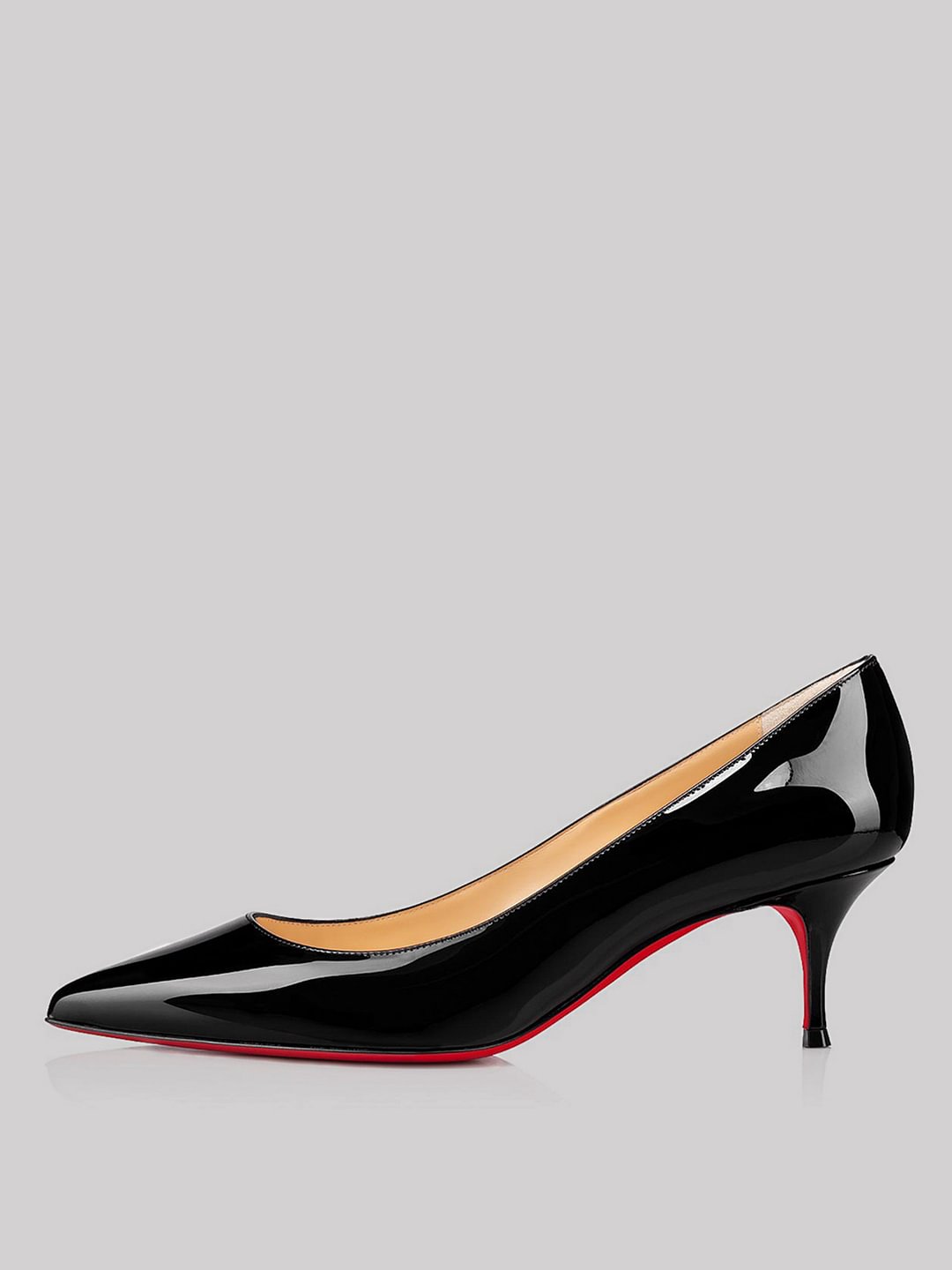 60mm Pointed Toe Red Bottom Kitten Heels Daily Patent Pumps for Women