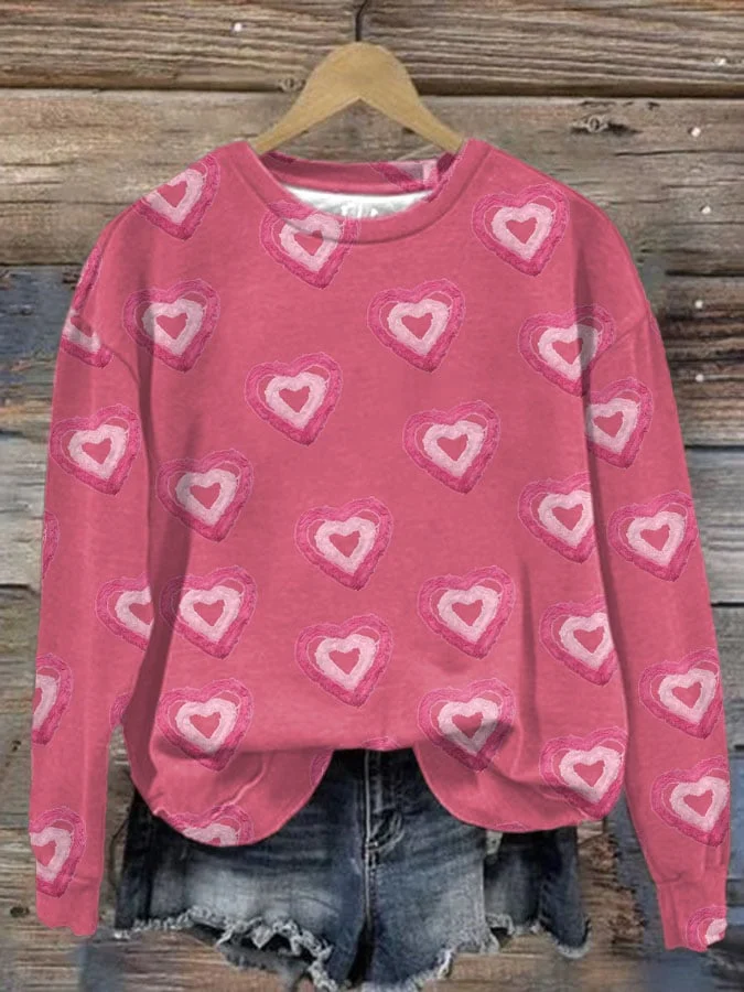 Women's Valentine's Day Printed Long Sleeve Sweatshirt