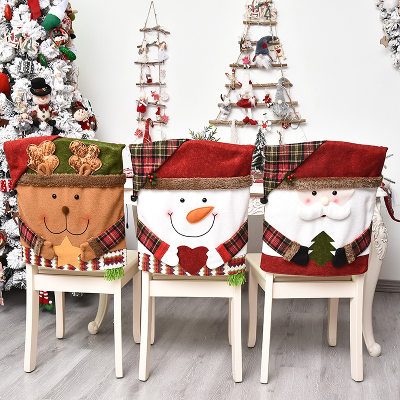 Christmas Chair & Stool Covers Home Decorations Snowman Reindeer Santa