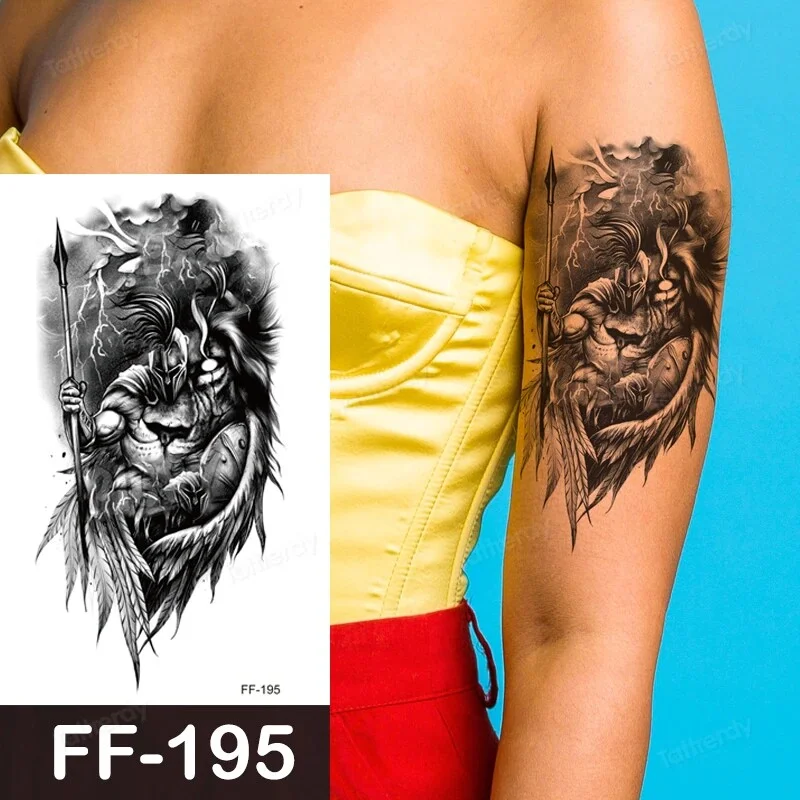 Sdrawing Animal Temporary Tattoo Sticker Black Lion King Wolf Tiger Men Body Art Painting Tattoo Fake Water Transfer Sexy Women