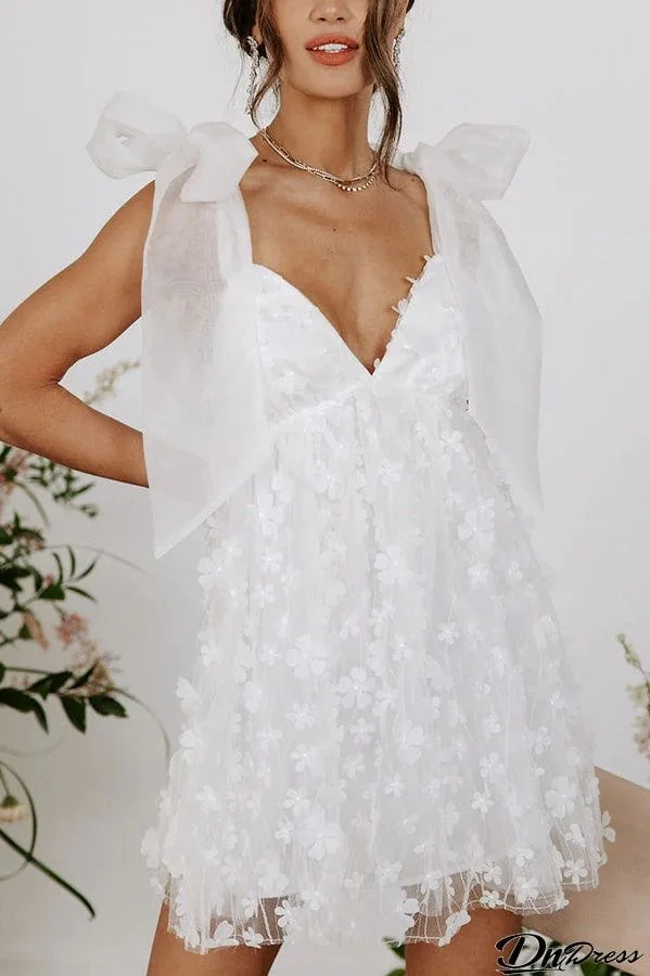 Blooming Love Floral Applique Tulle Organza Mini Dress