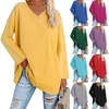 Women's loose long sleeve fashion V-neck knit top