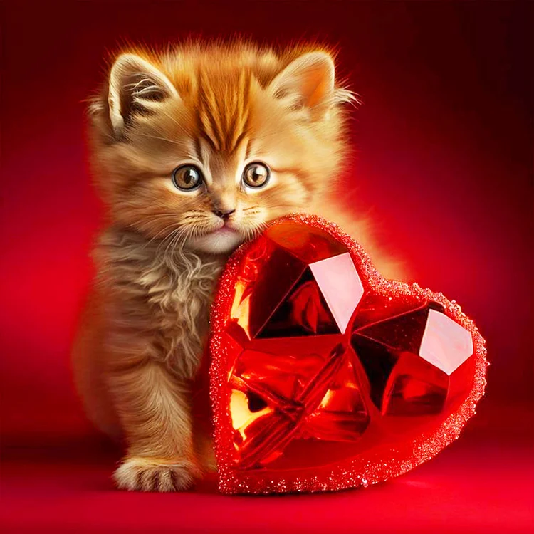 Love And Kitten 30*30CM (Canvas) Full Round Drill Diamond Painting gbfke