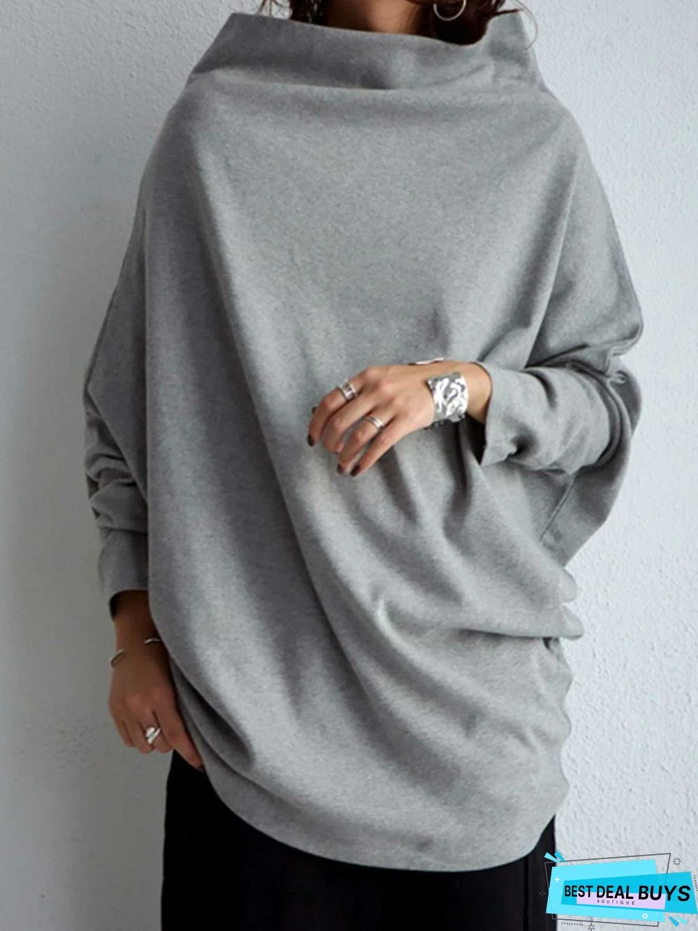 Long Sleeve Cotton-Blend Sweatshirt