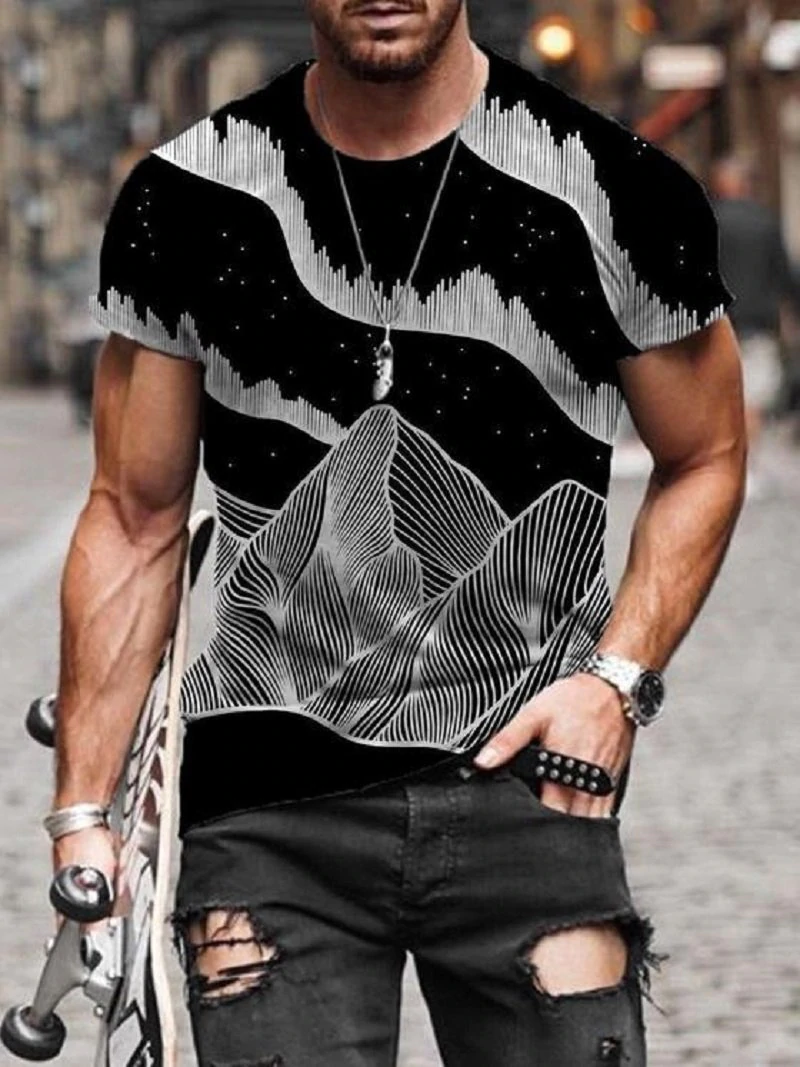 Men's Fashion Printed Casual Slim Fit Short Sleeve T-Shirt