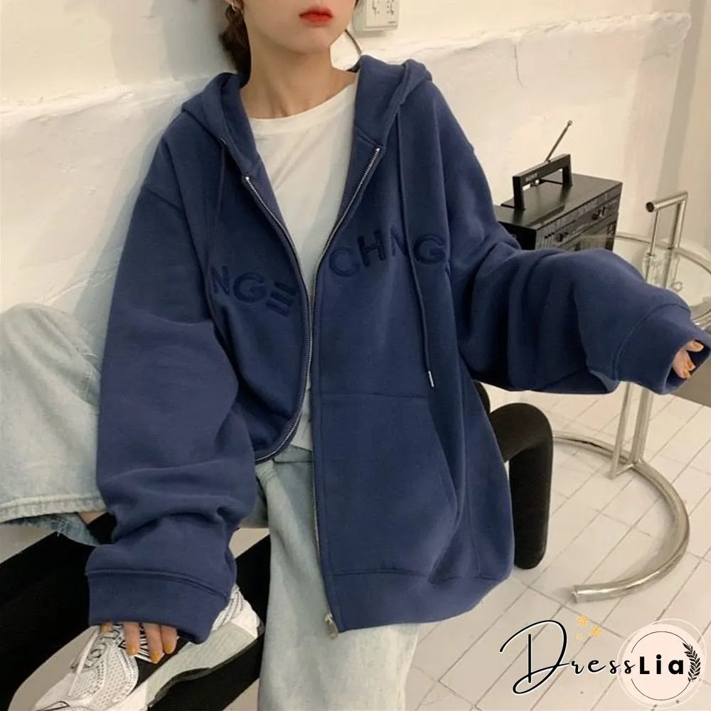 Korean Fashion Oversized Hoodie clothes for women Harajuku full sleeve Japanese streetwear