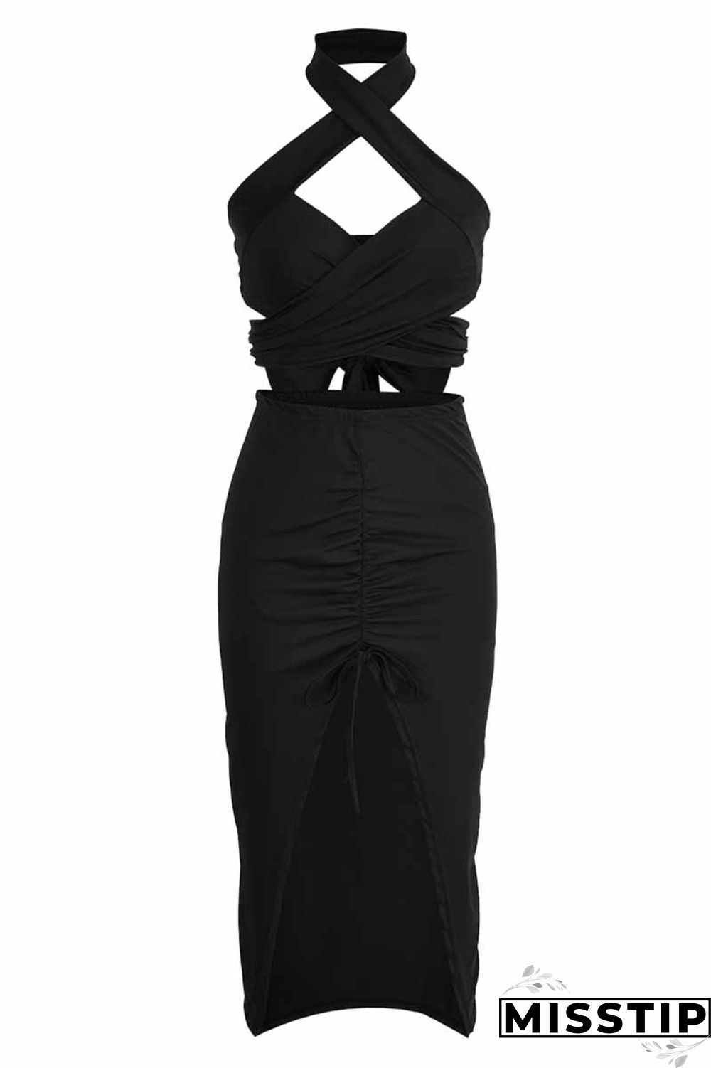 Leopard Print Fashion Street Print Patchwork Halter Sleeveless Two Pieces