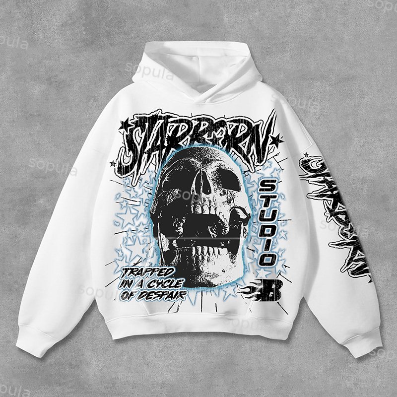 Sopula The Star Skull Star Retro Hell Star Graphic Pocket Hoodie - Sopula｜Premium Graphic Tees & Graphic Clothing