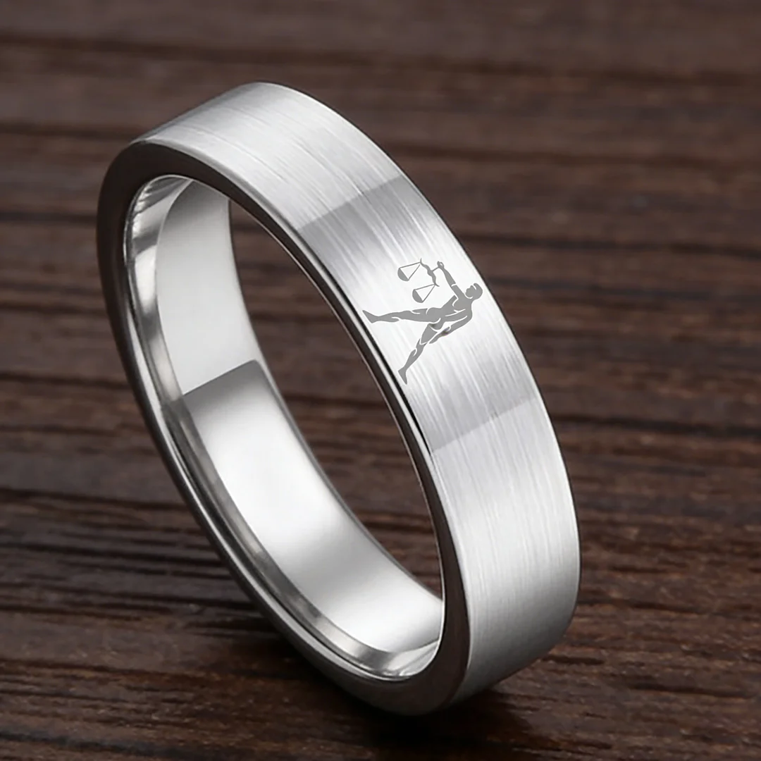 Men Women Sliver Libra Tungsten Carbide Rings Couple Wedding Band Flat Top Comfort Fit 4MM 6MM 8MM