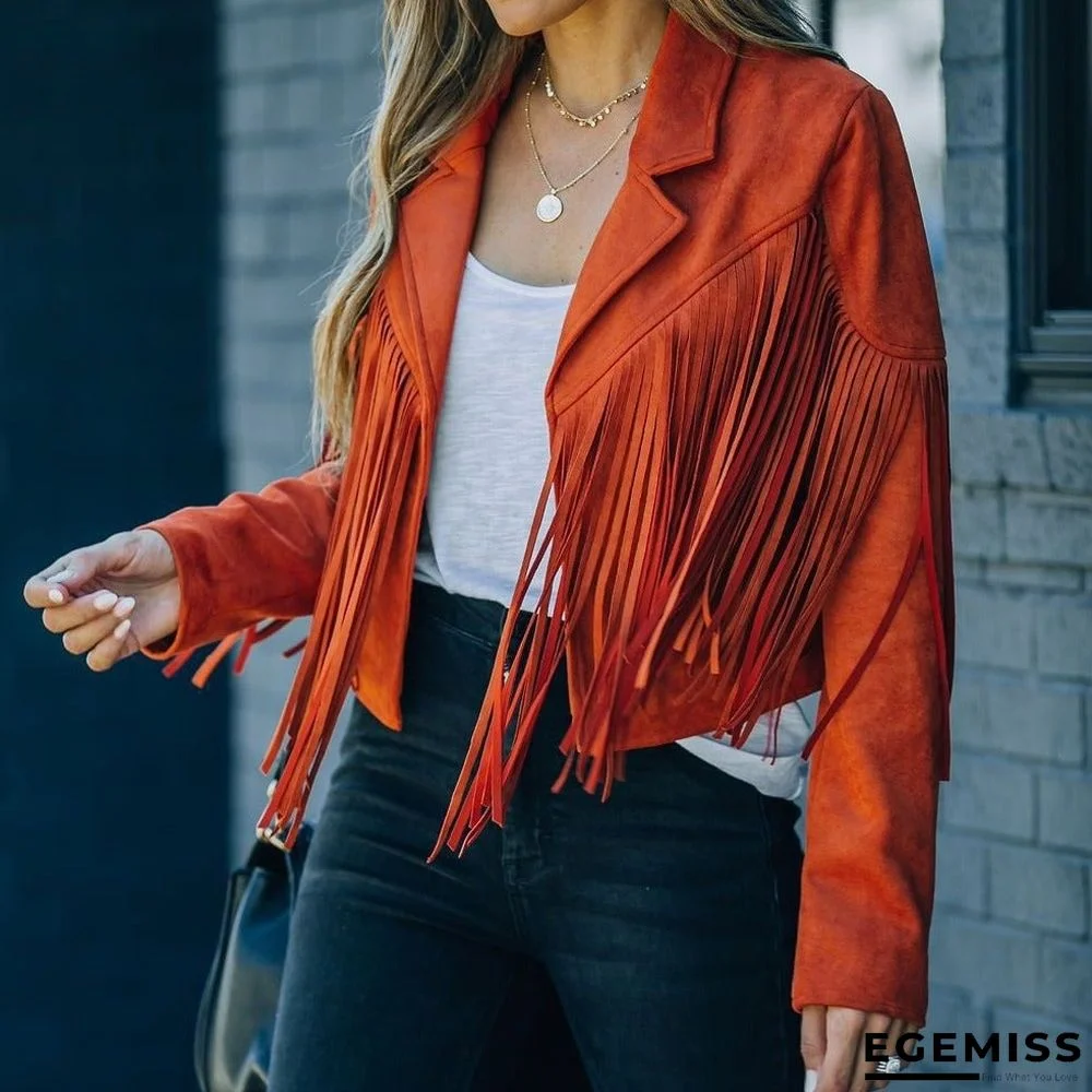 Long Sleeve Printed Tassel Jacket Women | EGEMISS