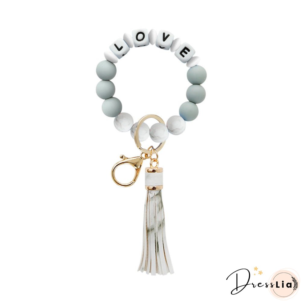 Paziye Card Holder Key Ring Silicone Bead Bracelet Key Chain