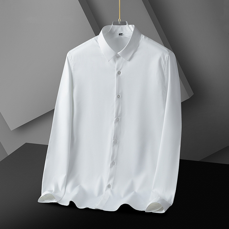 Raptureculture fashion clothes men New Spring Summer Men's Shirt Non-Ironing Anti-Wrinkle Business Casual Solid Color Elastic Smooth Long-Sleeve Social Work Shirt