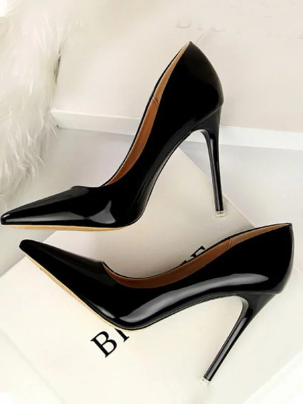 Fashion sexy shallow mouth pointed metal high-heeled shoes