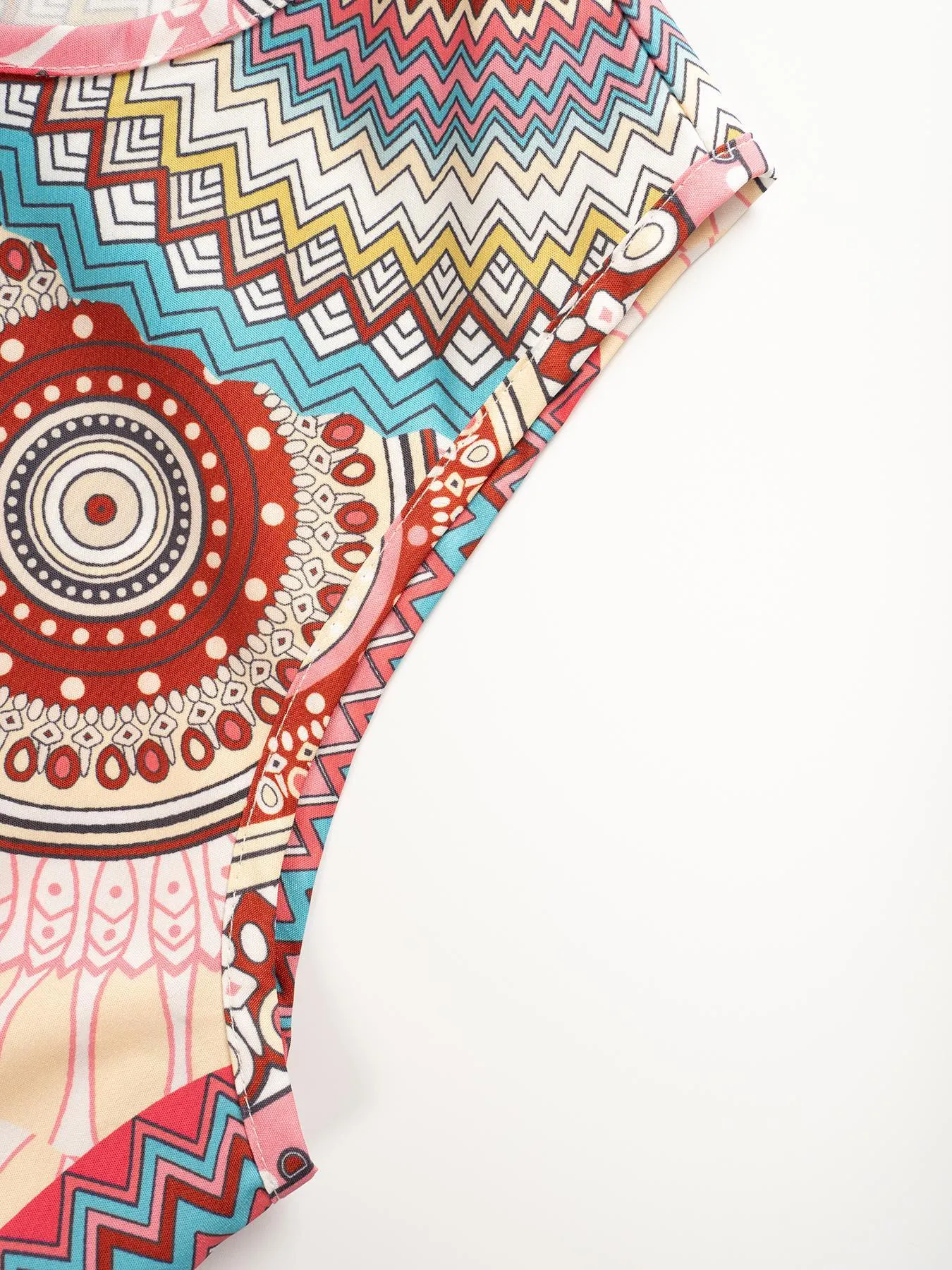 Women's Bohemian Style Sleeveless Jumpsuit, All over Print, Fitted, Casual, Round Neck, Wide Leg, Elastic Waist, Party & Vacation, Boho
