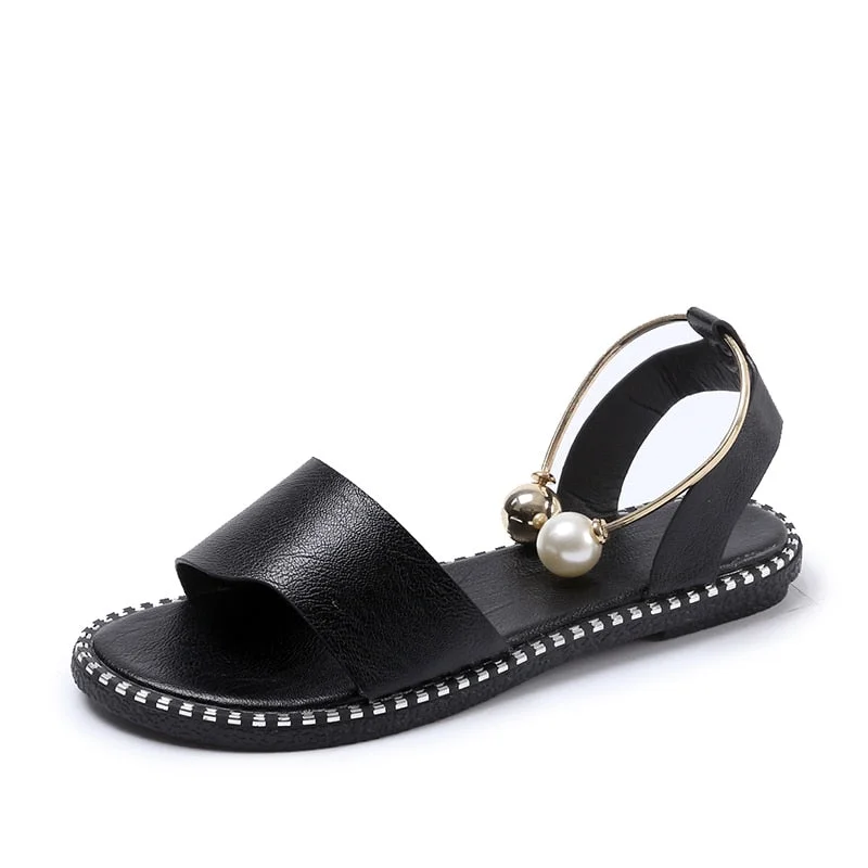 Women Sandals PU Leather Sexy Flats Women Shoes Flip Flops 2022 Summer New Designer Slides Pointed Cozy Dress Sandalias Slippers