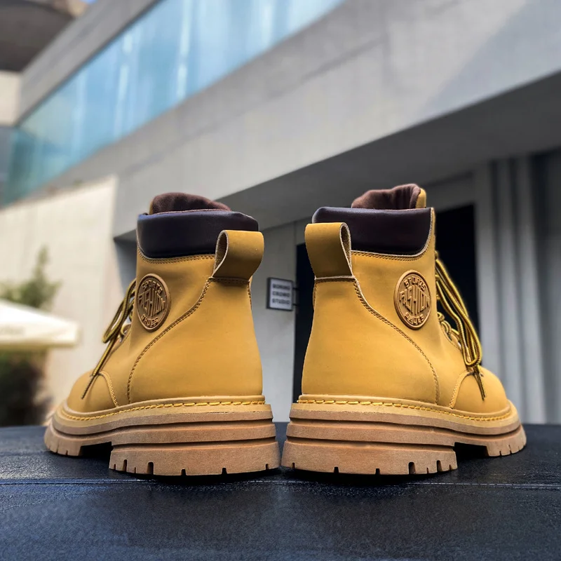 Wongn Wongn Yellow Boots 2023 Spring & Autumn British High Gang Couples Boots Desert Work Dress Short Boots Locomotive Martens 5599-M