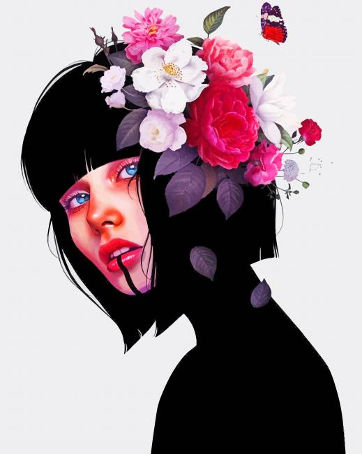 

Flowers On Girl Head Art – Paint By Numbers - 40*50CM, 501 Original