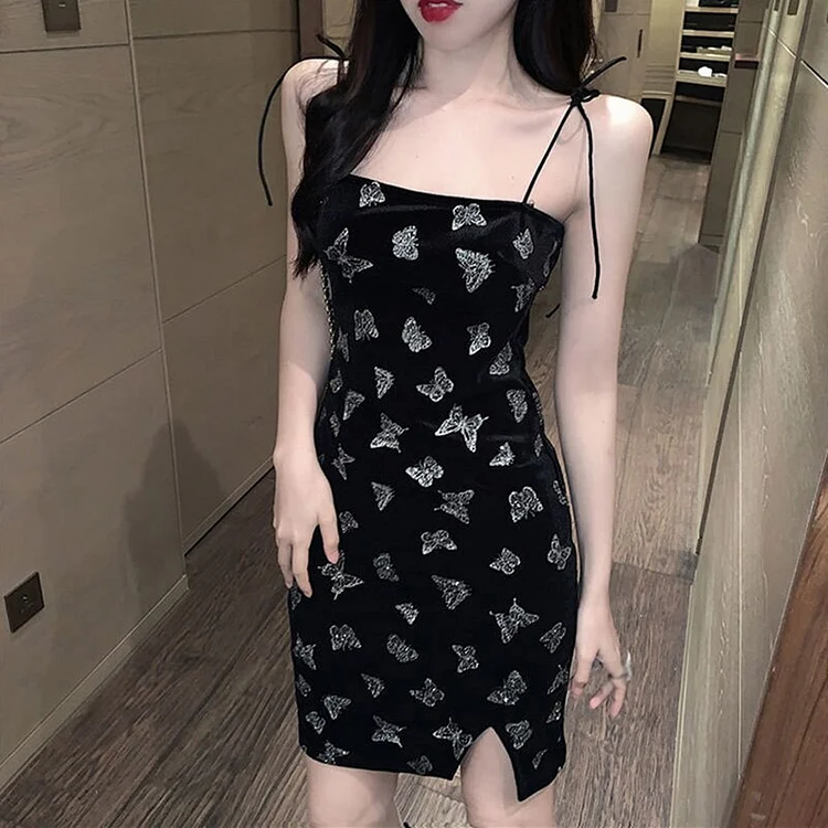 Bjmingjian Korean French Fashion Velvet Hot Rhinestone Slim Sexy Strapless Sleeveless Dresses