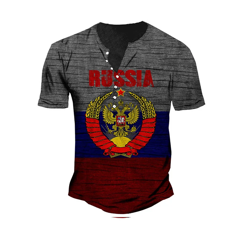 Men's Causal Short Sleeve Color Block Printed T-shirt