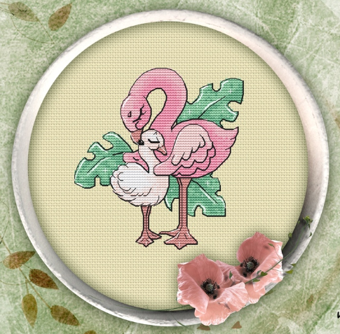ZZ3165-Warm Flamingo Painting Fairy Cross Stitch