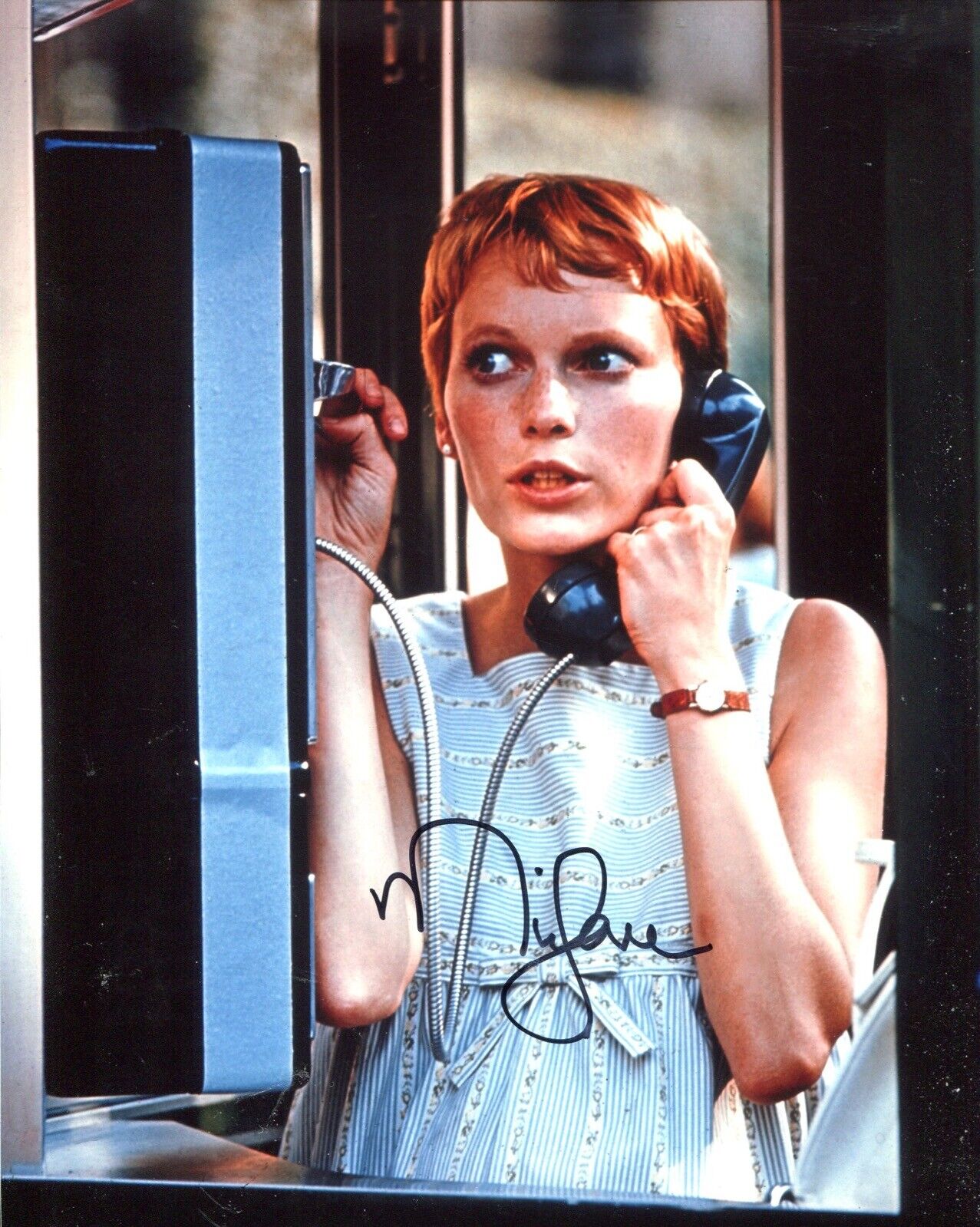 Actress Mia Farrow signed Rosemary’s Baby movie 8x10 Photo Poster painting - UACC DEALER