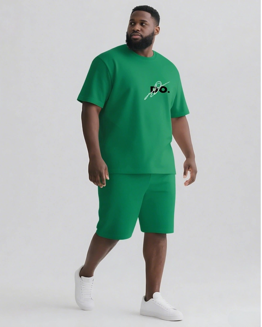 Do Like You Already Won Men's Big & Tall Casual Lettering T-shirt 2-Piece Set