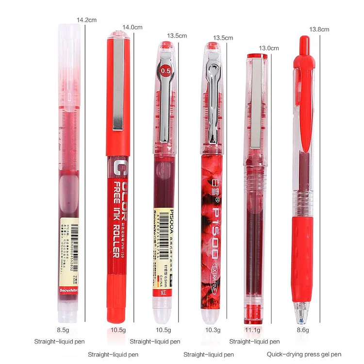 JOURNALSAY 6pcs 7pcs/set Simplicity color Large Gel Pen set 0.5mm quick-drying Straight Pen