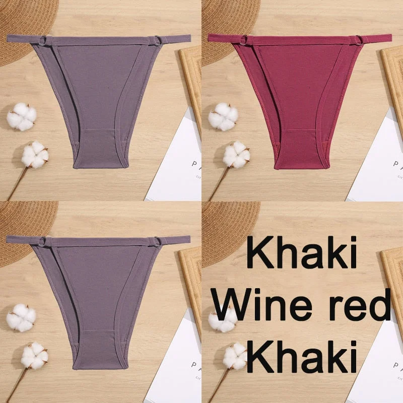 3PCS/Set Cotton Panties Underwear Bikini Style Women's Lingerie Sexy Panties Female Underpants Design Waist Band Briefs Pantys