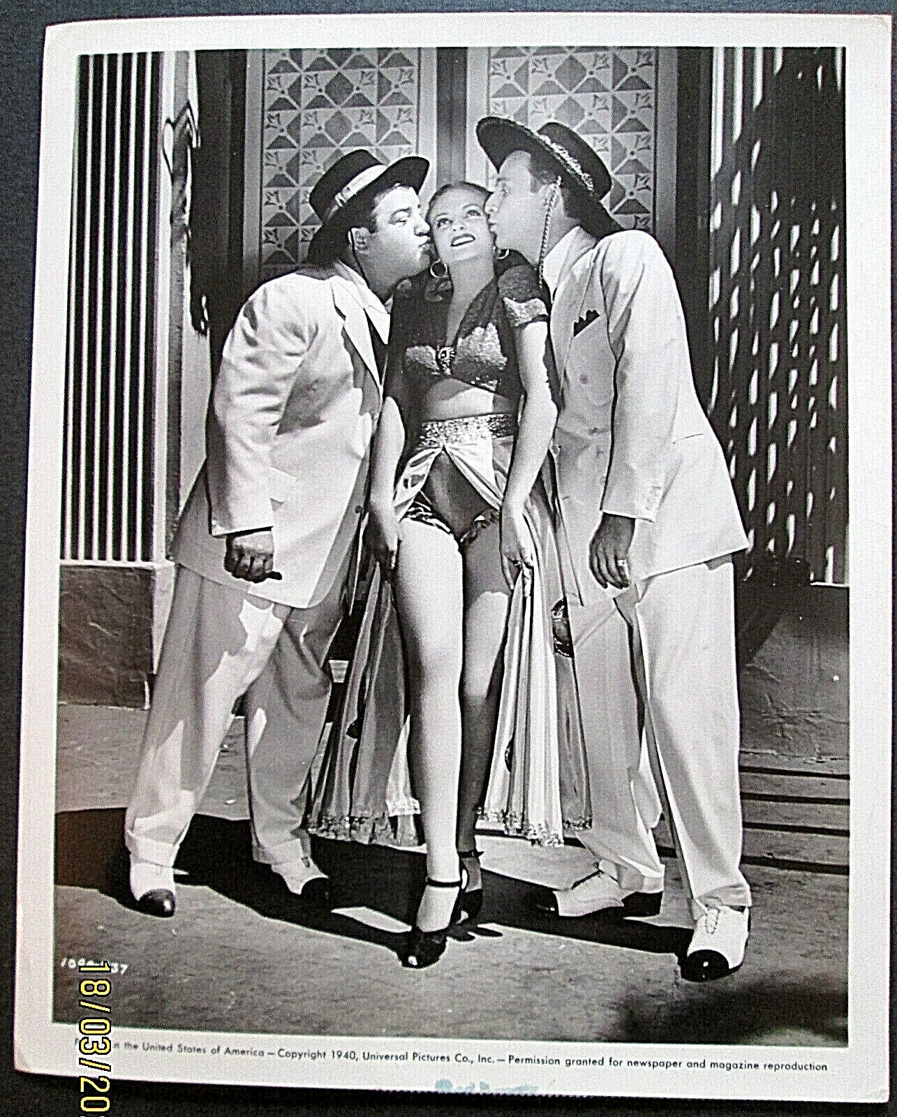 ABBOTT & COSTELLO (ONE NIGHT IN THE TROPICS) ORIG,1940 RARE PUBLICITY Photo Poster painting