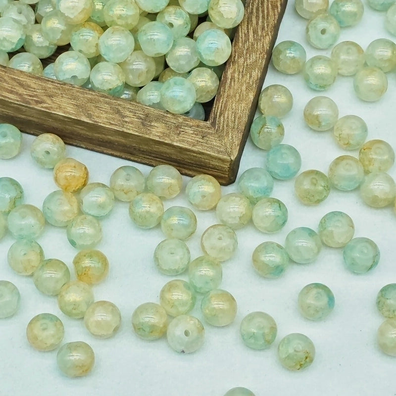 New 8/10mm Water Dyed Protein Jade Broken New Chinese Style Gold Sprinkling Glass Bead DIY Bracelet Ornament Straight Hole Beads Loose Beads