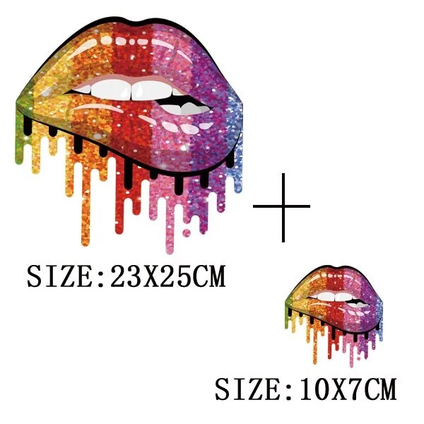 Beautiful Lip Thermal Stickers On T-shirt DIY Washable Patches On Clothes Sex Design  Iron On Transfers On Hoodies Bag Appliqued