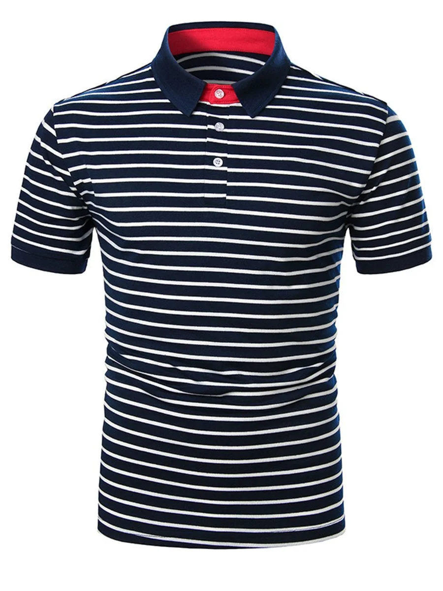 Men Stripe Casual Polo T-shirts