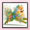 Flower Pomeranian Full Stamped Cross Stitch 11CT 3-Strand 40x40cm tapestrymarket