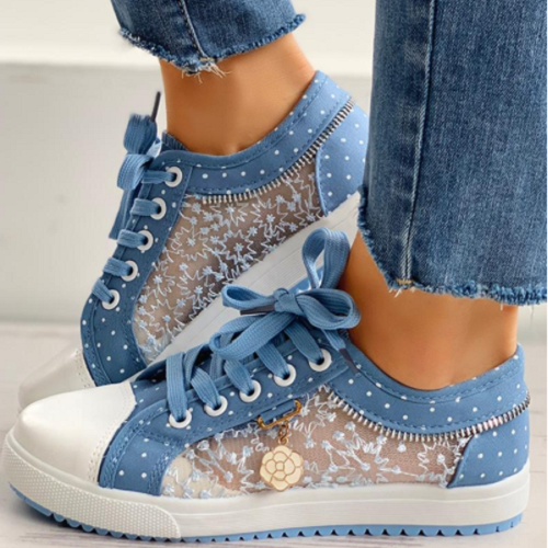 Women’s Mesh Casual Sneakers With Flower Pendant Decoration - vzzhome