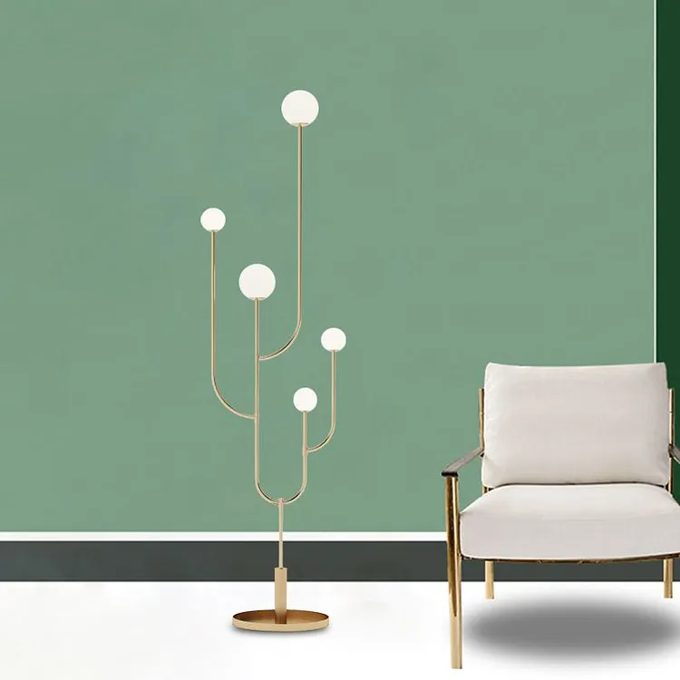 Valentina Cactus Floor Lamp, Brass & Glass, 180CM Long