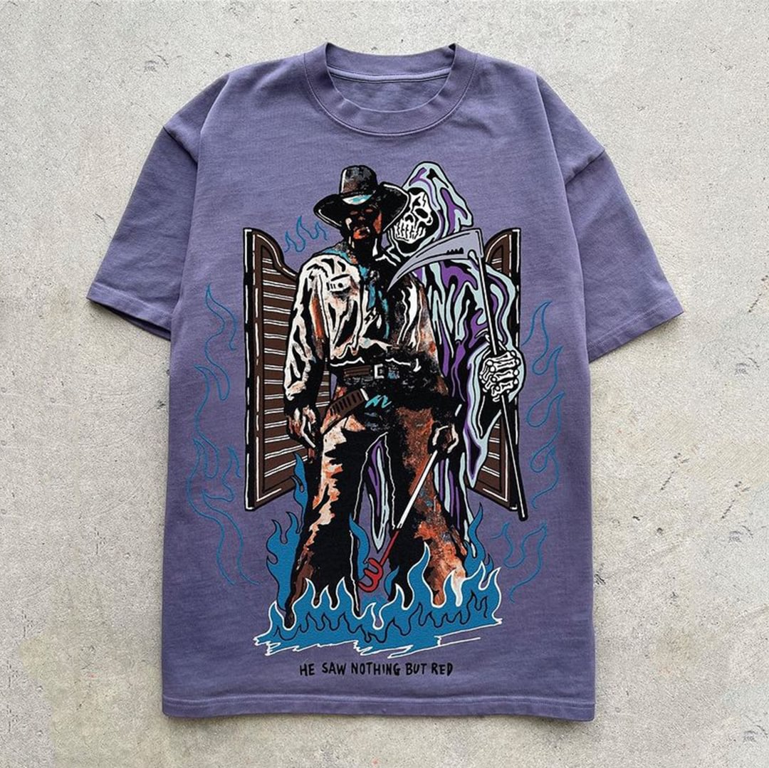 Men's Grim Reaper Skull Print T-Shirt