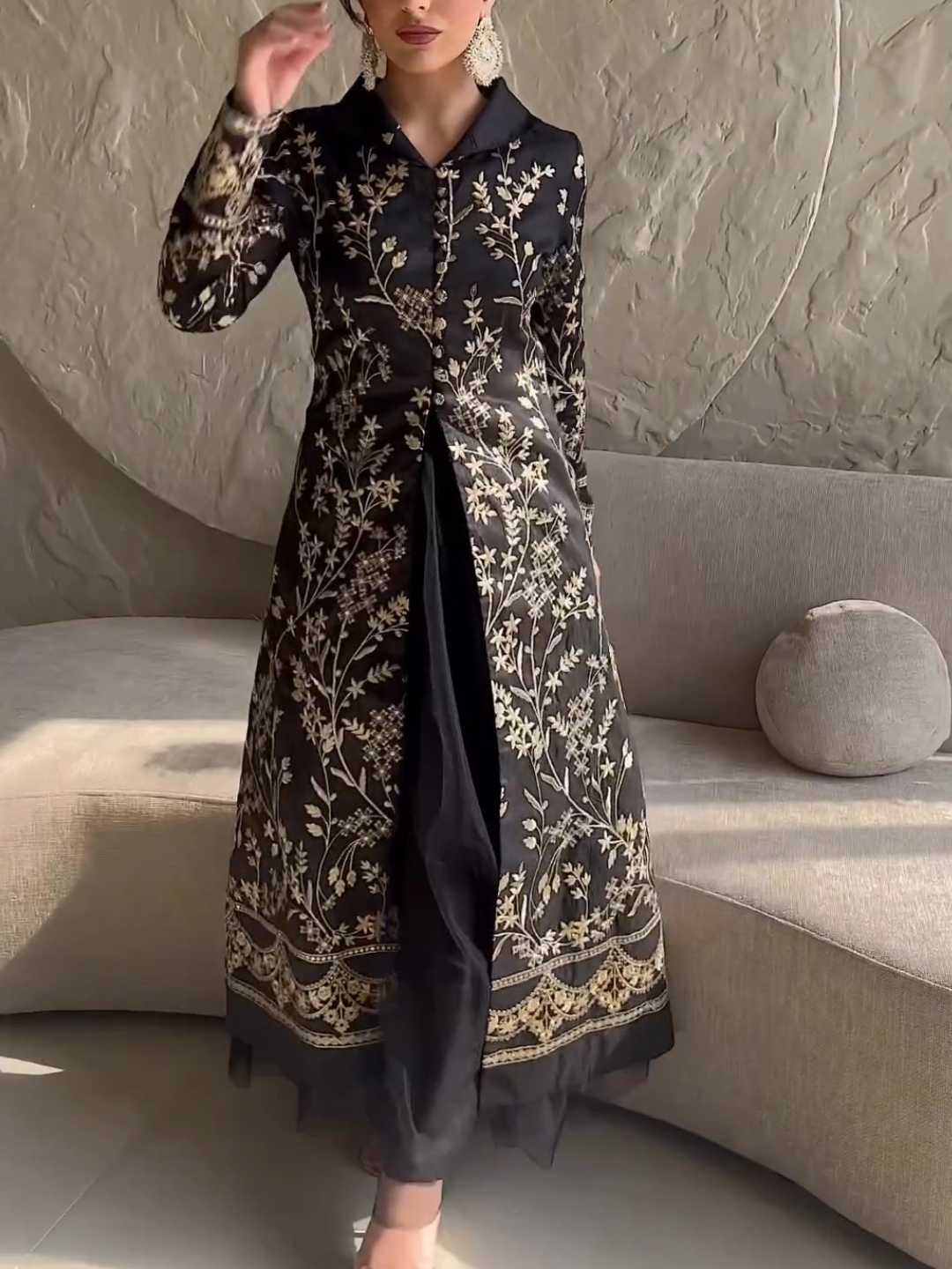 Stylish and Elegant Lapel Waist Layered Dress Suit | Oxredo Shop Ramadan Sale