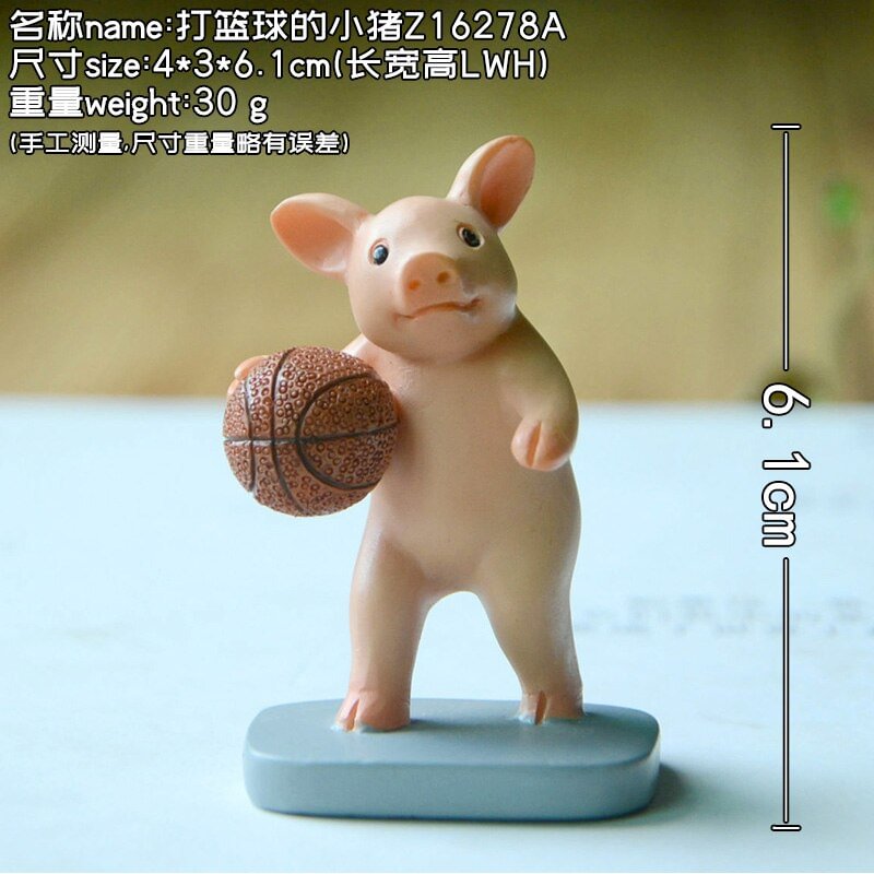 Creative Sports Pig Ornaments Exercising Simulation Animal Figurine Cute Doll Decorations Hand-made Birthday Gifts Resin Craft