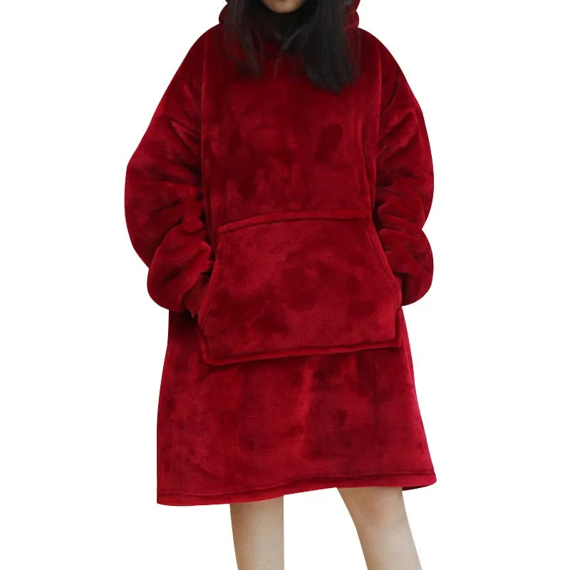 Oversized Hoodie Blanket with Sleeves Men Women Sweatshirt Winter Fleece Streetwear Sherpa Giant Hoodies sudaderas con capucha