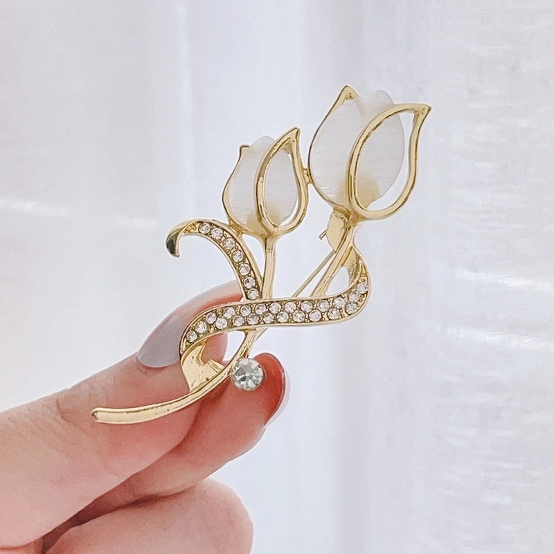 Elegant Minimalist Pin Rose Flower Alloy Plating Women’s Brooches