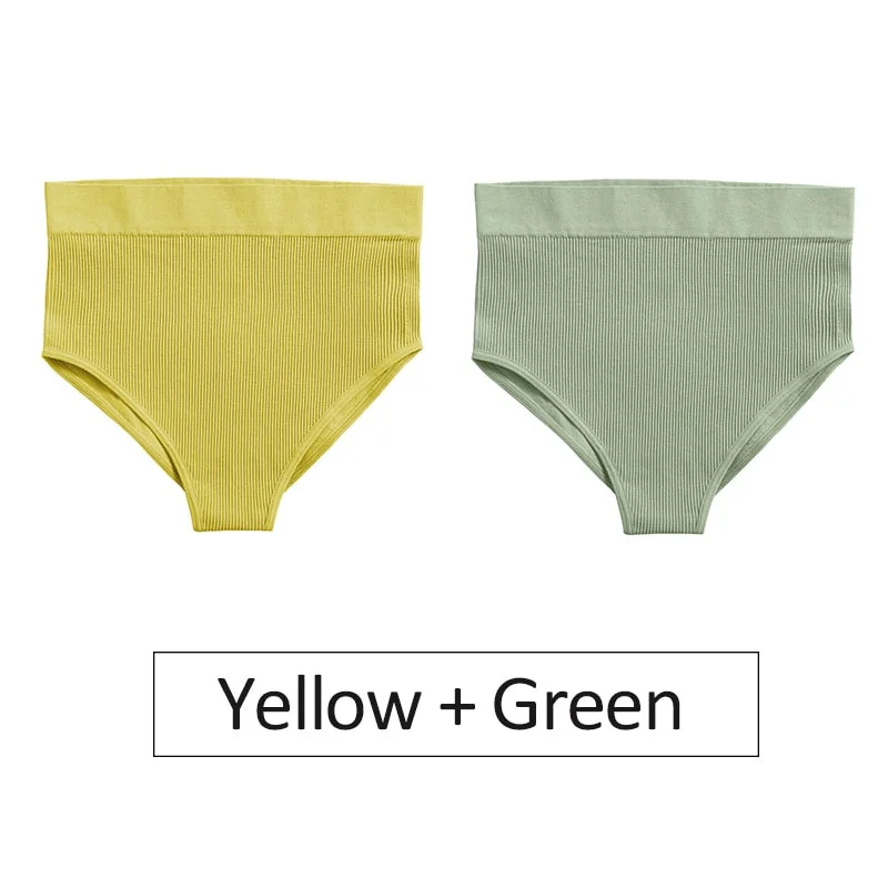 2PCS/Set Women's Panties High Waist Seamless Underwear Female Underpants Woman Sexy Briefs Ladies Panties Intimates Lingerie