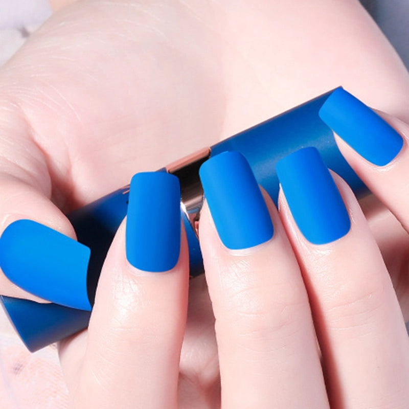 French Style Minimalist Solid Color Plastic Nail Patches 1 Set