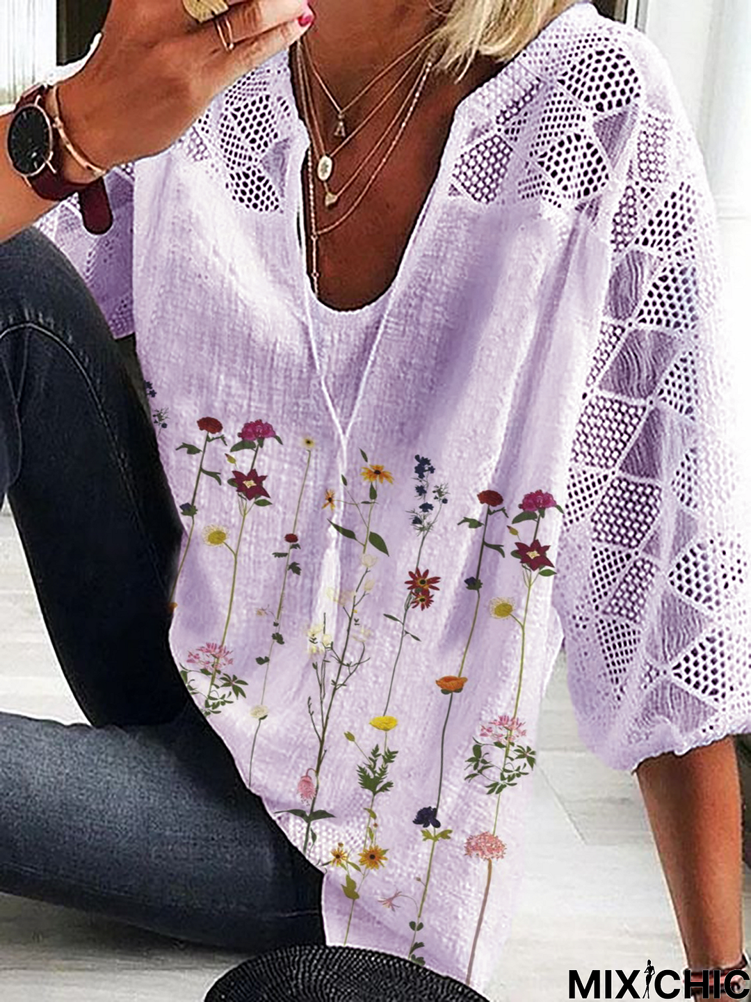 Plus size Floral Casual Tops