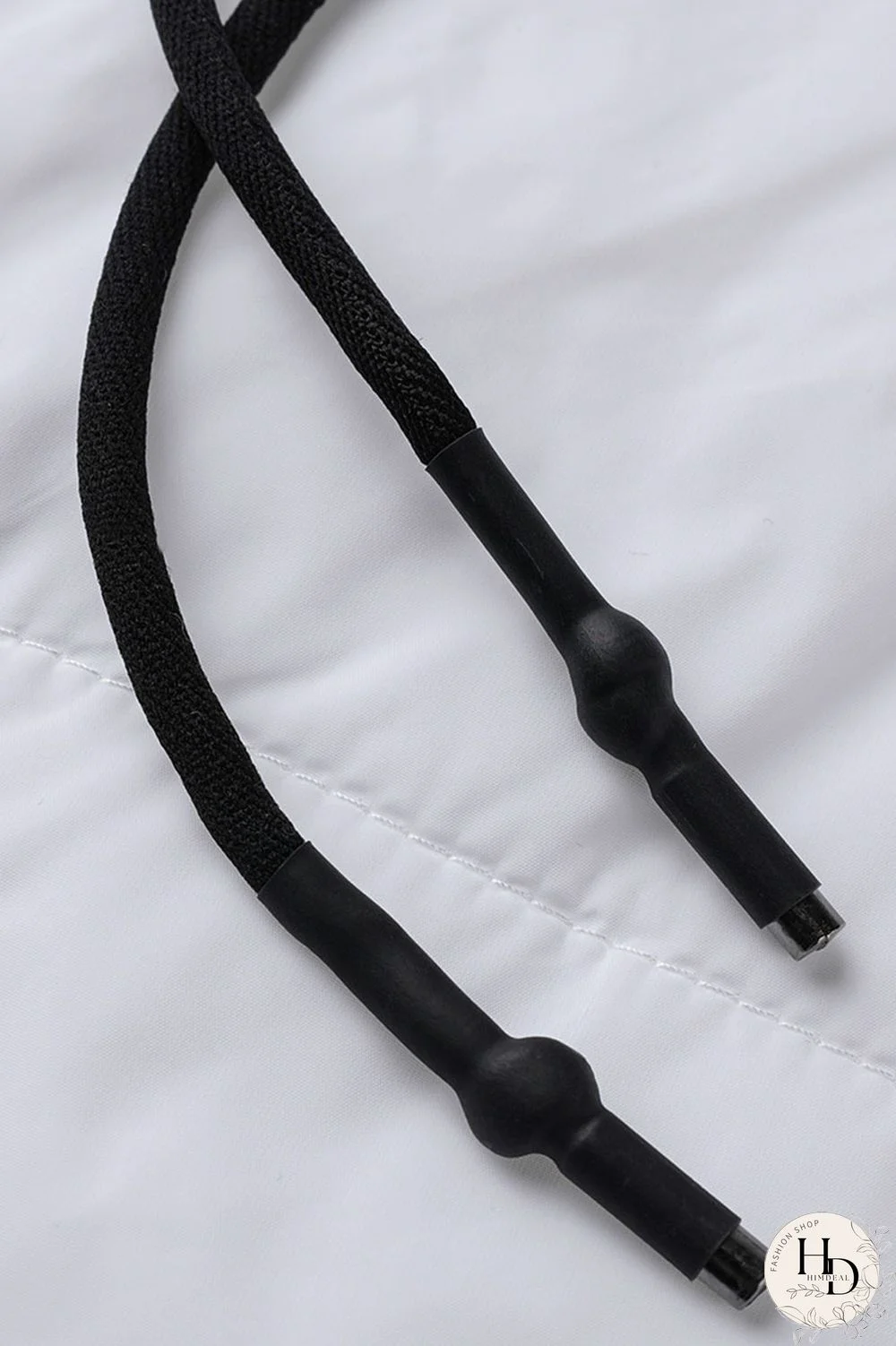 Black Casual Street Solid Patchwork Draw String Buttons Zipper Outerwear