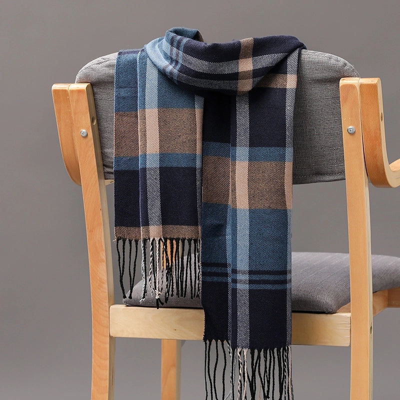 British Plaid Tassel Couple Parent-child Men’s Scarf Autumn And Winter Cashmere Plaid Scarf