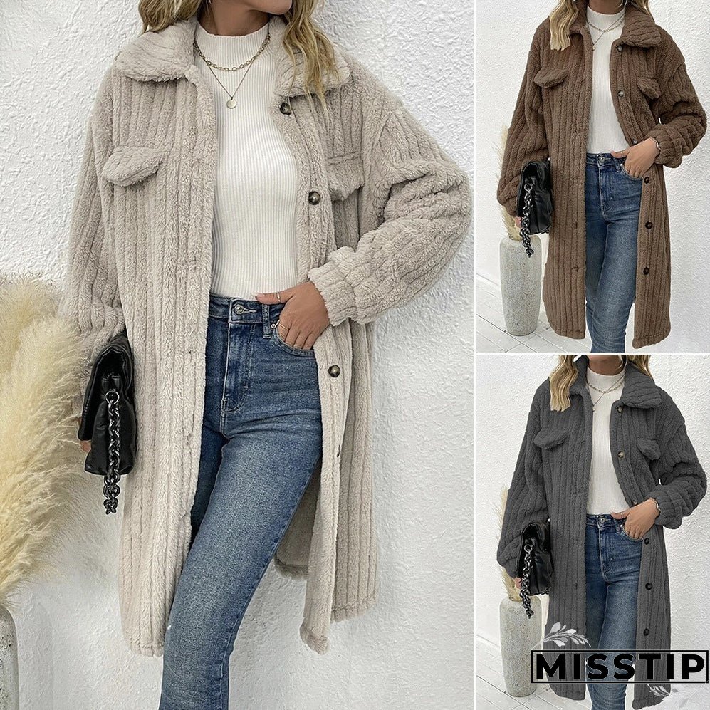 Women's Elegant Popular Fur Lapel Plush Coats